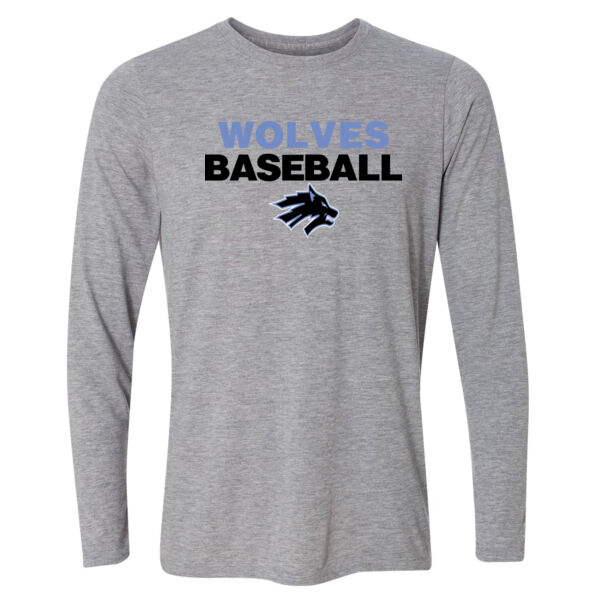 Wolves Baseball - Light Youth Long Sleeve Ultra Performance Active Lifestyle T Shirt Thumbnail