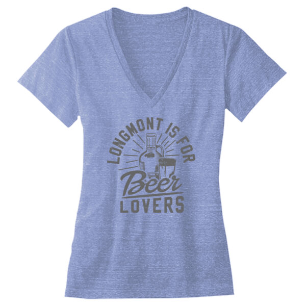 Longmont Is For Beer Lovers - Ladies' Triblend Deep V-Neck T-Shirt Thumbnail