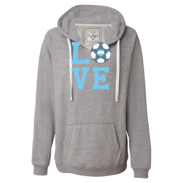 Love LFA - Ladies' Sueded V-Neck Hooded Sweatshirt Thumbnail
