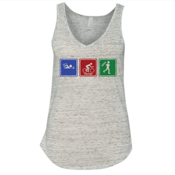 Signs of Tri - Ladies' Flowy V-Neck Tank Thumbnail