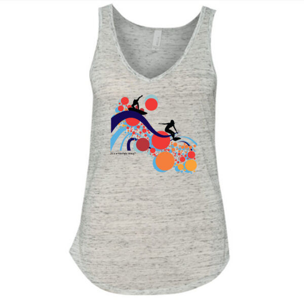 Liquid Soul surfing - Ladies' Flowy V-Neck Tank Thumbnail