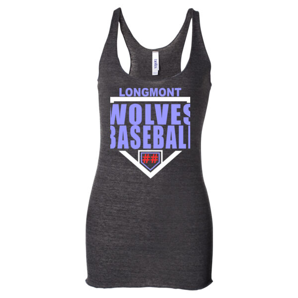 Longmont Wolves Baseball Homeplate - Ladies' Triblend Racerback Tank Top Thumbnail