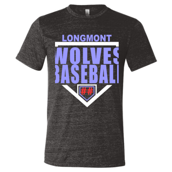 Longmont Wolves Baseball Homeplate - Triblend Short Sleeve T-Shirt Thumbnail