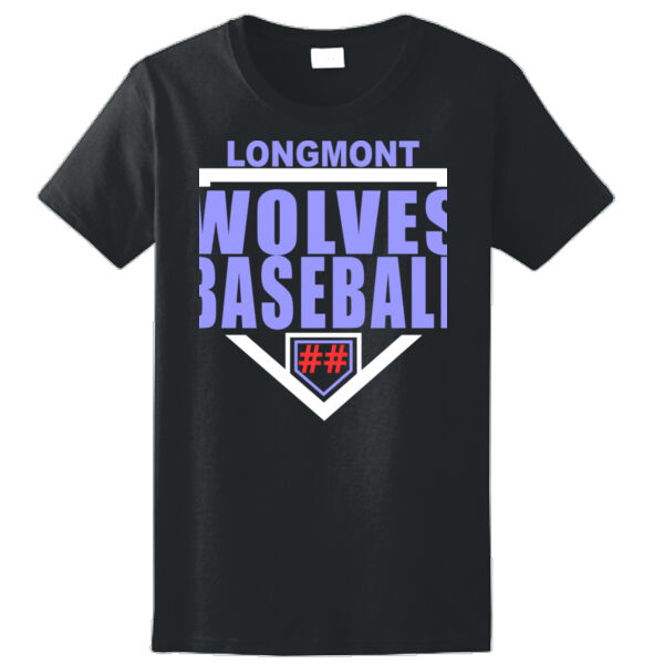 Longmont Wolves Baseball Homeplate - Ladies Ultra Cotton™ 100% Cotton T Shirt Thumbnail