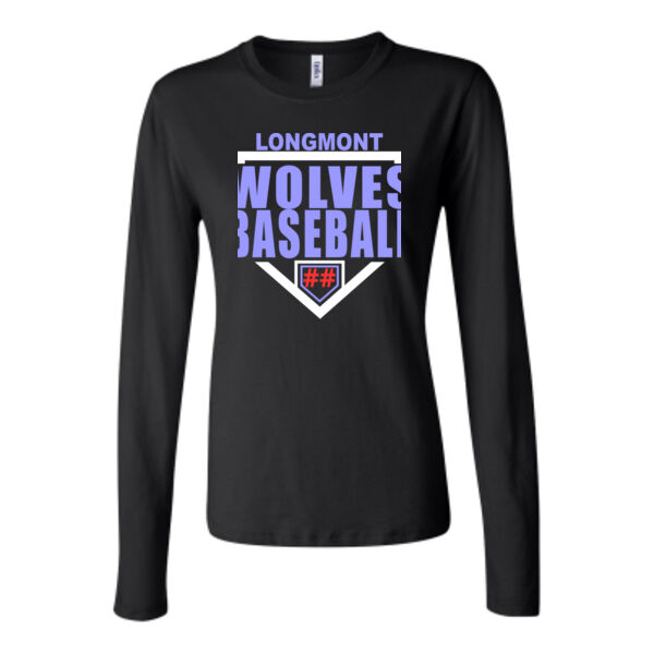Longmont Wolves Baseball Homeplate - Bella Long Sleeve Crew Tee Thumbnail