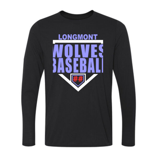 Longmont Wolves Baseball Homeplate - Long Sleeve Ultra Performance 100% Performance T Shirt Thumbnail