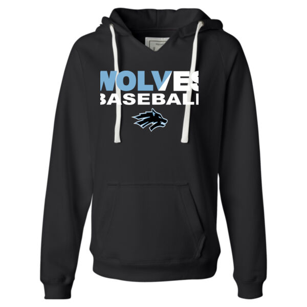 Wolves Baseball Split - Ladies' Sueded V-Neck Hooded Sweatshirt Thumbnail