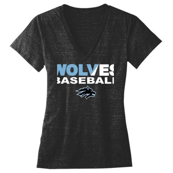 Wolves Baseball Split - Ladies' Triblend Deep V-Neck T-Shirt Thumbnail