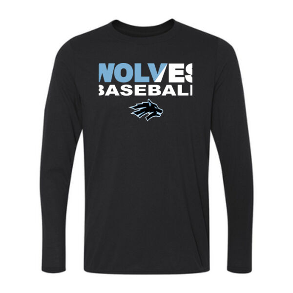Wolves Baseball Split - Long Sleeve Ultra Performance 100% Performance T Shirt Thumbnail