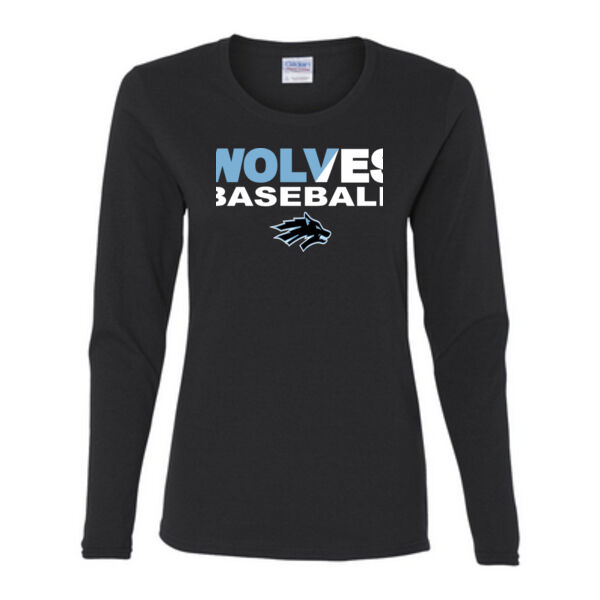 Wolves Baseball Split - Gildan Ladies Ultra Cotton™ Long Sleeve Missy Fit T Shirt Thumbnail