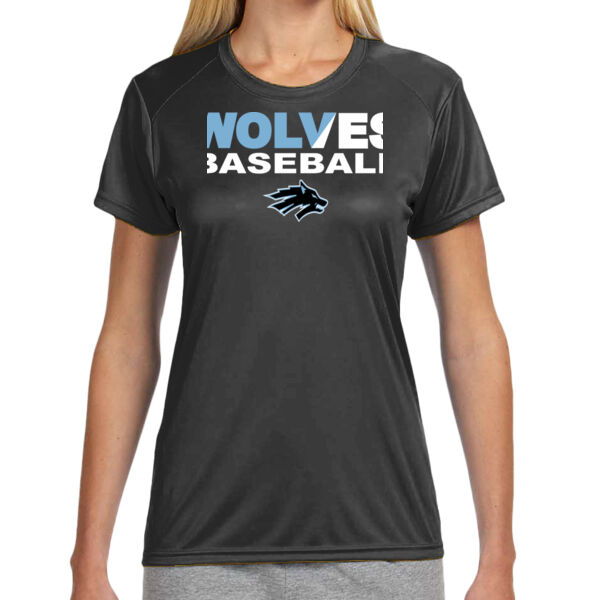 Wolves Baseball Split - Ladies' Shorts Sleeve Cooling Performance Crew Dark Color Shirt Thumbnail