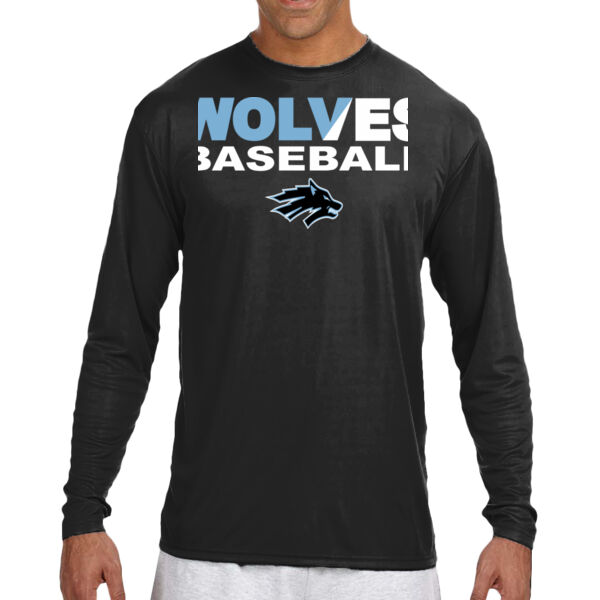 Wolves Baseball Split - Long Sleeve Cooling Performance Crew Dark Color Shirt Thumbnail