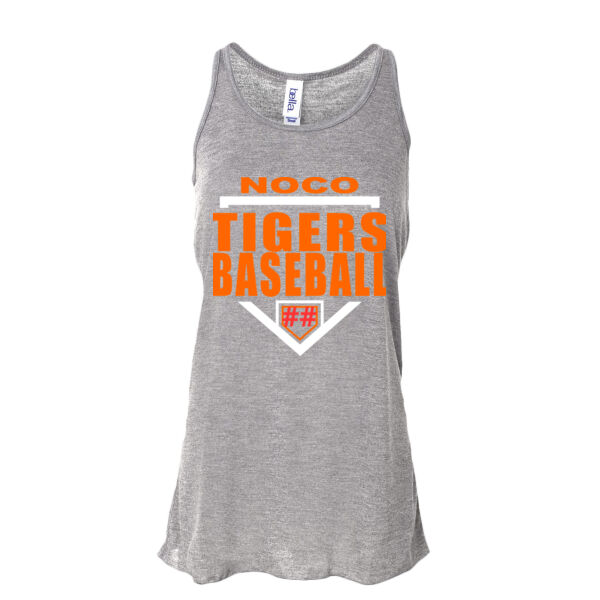 NoCo Tigers Baseball Homplate - Ladies' Flowy Racerback Tank - Dark Thumbnail