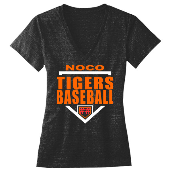 NoCo Tigers Baseball Homplate - Ladies' Triblend Deep V-Neck T-Shirt Thumbnail