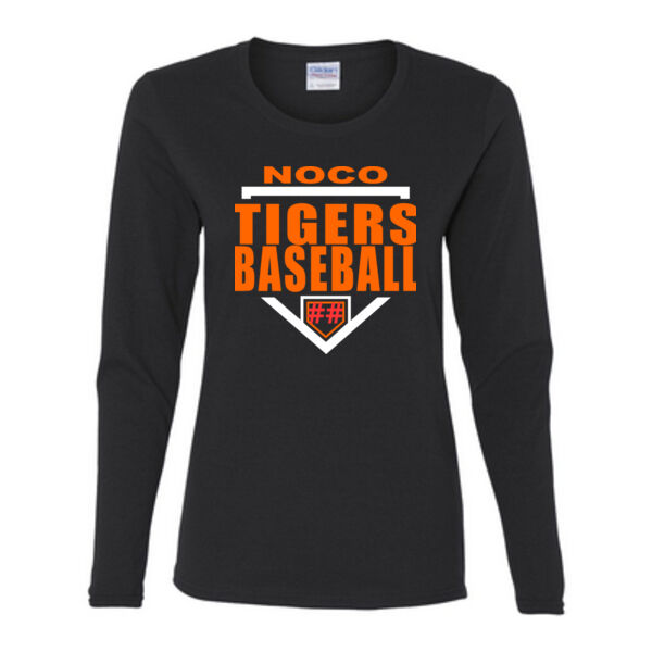 NoCo Tigers Baseball Homplate - Gildan Ladies Ultra Cotton™ Long Sleeve Missy Fit T Shirt Thumbnail