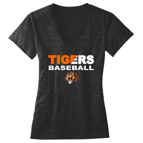 Tigers Baseball Split - Ladies' Triblend Deep V-Neck T-Shirt Thumbnail