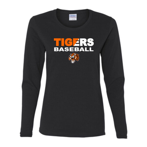 Tigers Baseball Split - Gildan Ladies Ultra Cotton™ Long Sleeve Missy Fit T Shirt Thumbnail