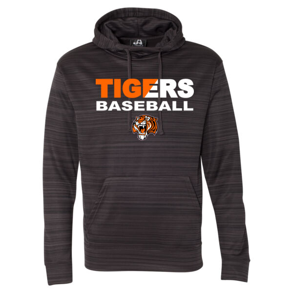 Tigers Baseball Split - Striped Poly Fleece Hooded Pullover Sweatshirt Thumbnail