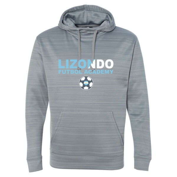 Lizondo Split Design - Striped Poly Fleece Hooded Pullover Sweatshirt Thumbnail