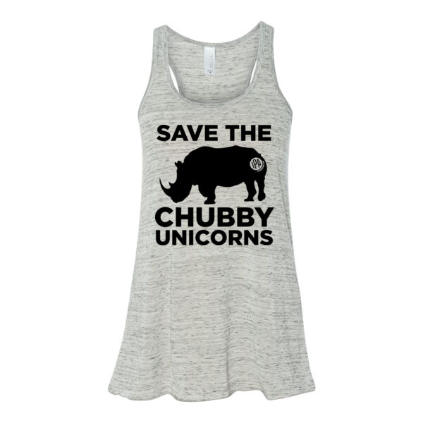 Save the Chubby Unicorns (STCU) - Bella Ladies' Flowy Racerback Tank (S) Thumbnail