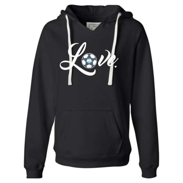 LFA Love - Ladies' Sueded V-Neck Hooded Sweatshirt Thumbnail