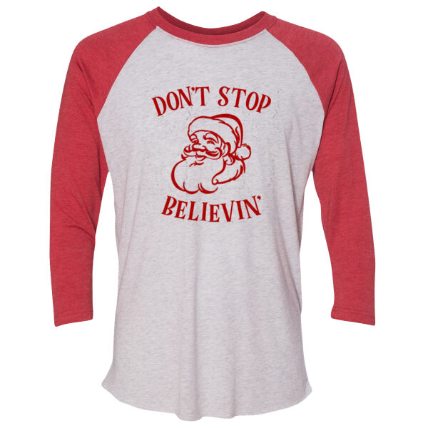 Don't Stop Believin' - Unisex Tri-Blend Three-Quarter Sleeve Baseball Raglan Tee Thumbnail