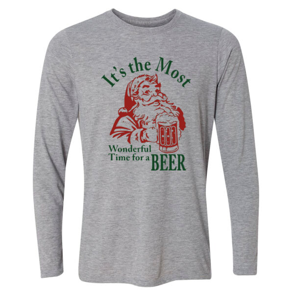 It's the most wonderful time for a beer - Light Long Sleeve Ultra Performance Active Lifestyle T Shirt Thumbnail