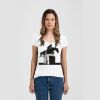 Ladies Slim Fit V Neck Poly-Rich Tee Thumbnail