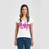 Ladies Slim Fit V Neck Poly-Rich Tee Thumbnail