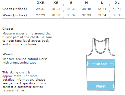 American Apparel Tri Blend Tank Size Chart